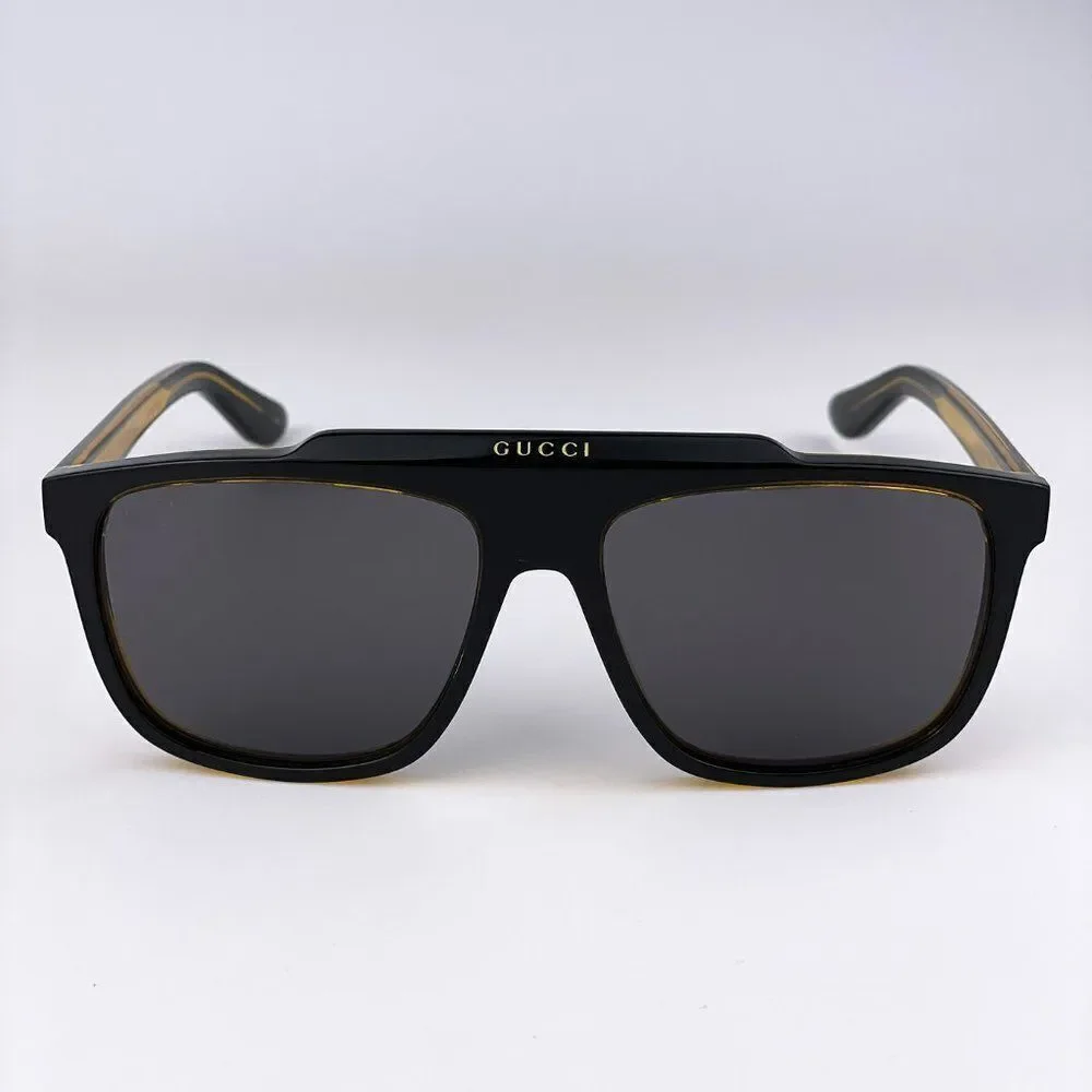 NEW GUCCI GG1039S 001 Black/Yellow Gray Aviator Plastic Men Sunglasses